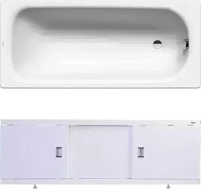 Стальная ванна Kaldewei стальная Saniform Plus 372-1 Easy Clean 160x75 с экраном Emmy Виктория и ножками
