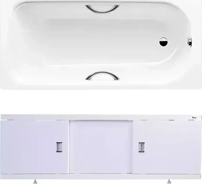 Стальная ванна Kaldewei стальная Saniform Plus Star 337 Easy-Clean 180x80 с экраном Emmy Виктория, ножками и ручками