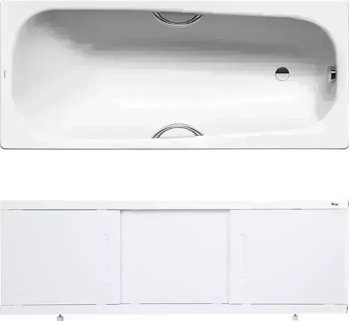 Стальная ванна Kaldewei стальная Saniform Plus Star 331 Antislip, Easy Clean 150x70 с экраном Emmy Соната, ножками и ручками