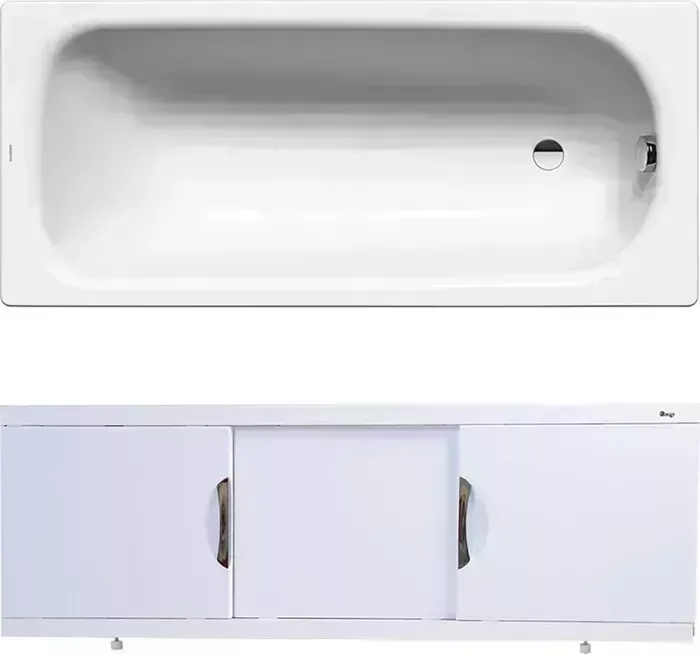 Стальная ванна Kaldewei стальная Saniform Plus 372-1 Easy Clean 160x75 с экраном Emmy Валенсия и ножками