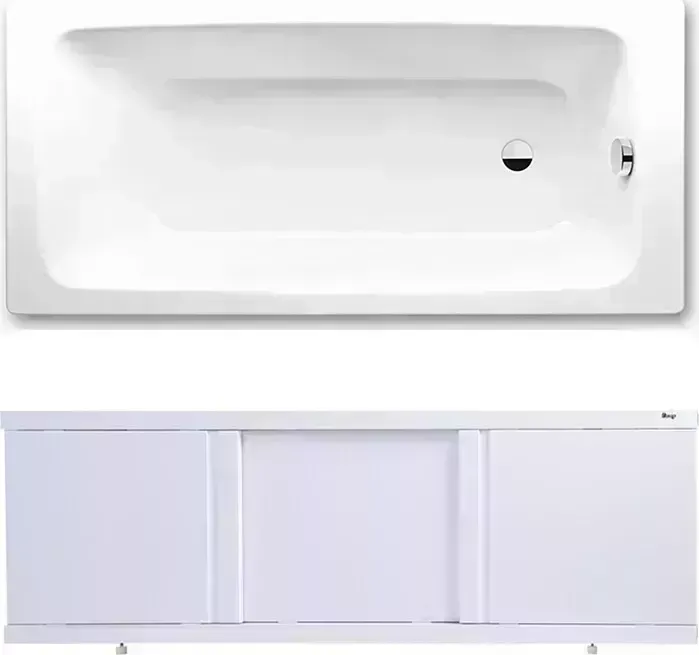 Стальная ванна Kaldewei Cayono 751 Easy-Clean 180x80 с экраном Emmy Элис и ножками