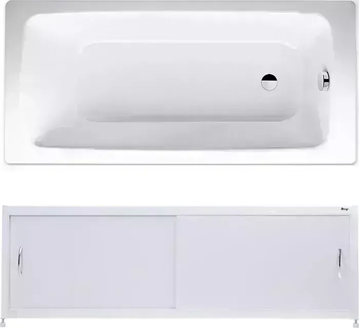 Стальная ванна Kaldewei Cayono 747 Antislip, Easy Clean 150x70 с экраном Emmy Бланка и ножками