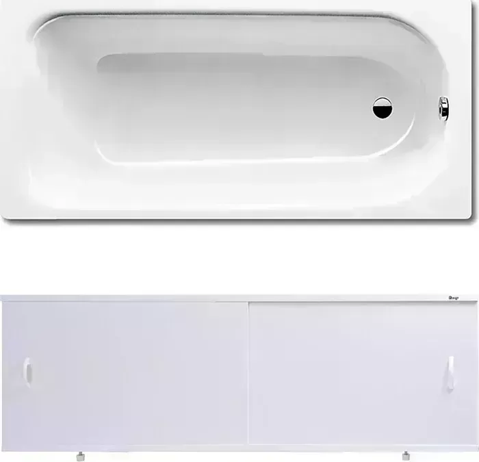 Стальная ванна Kaldewei Saniform Plus 375-1 180x80 с экраном Emmy Эко и ножками