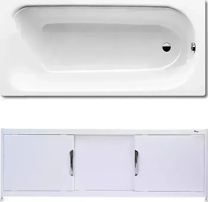 Стальная ванна Kaldewei Saniform Plus 375-1 180x80 с экраном Emmy Малибу и ножками