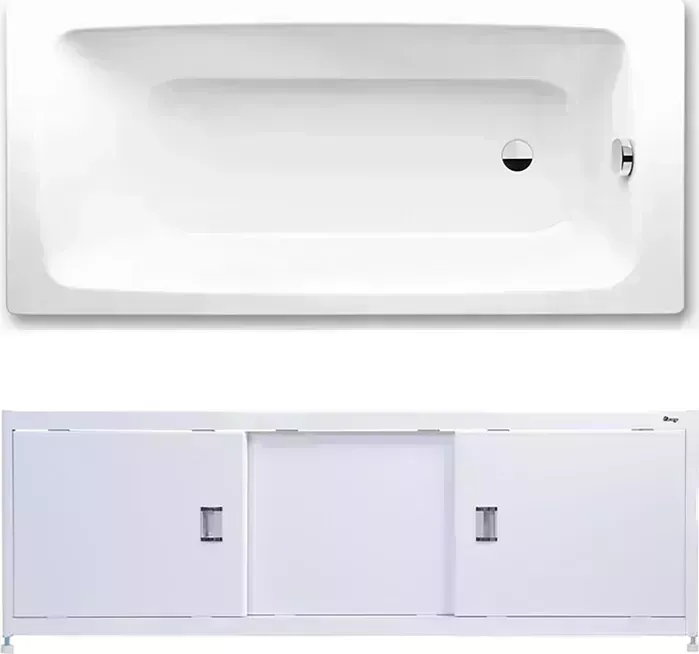 Стальная ванна Kaldewei Cayono 751 Easy-Clean 180x80 с экраном Emmy Монро и ножками