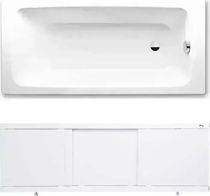 Стальная ванна Kaldewei Cayono 751 Easy-Clean 180x80 с экраном Emmy Соната и ножками