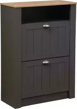 Тумба ОЛМЕКО под обувь 37.19 Прованс диамант серый/дуб каньон/профиль: Masa Decor диамант