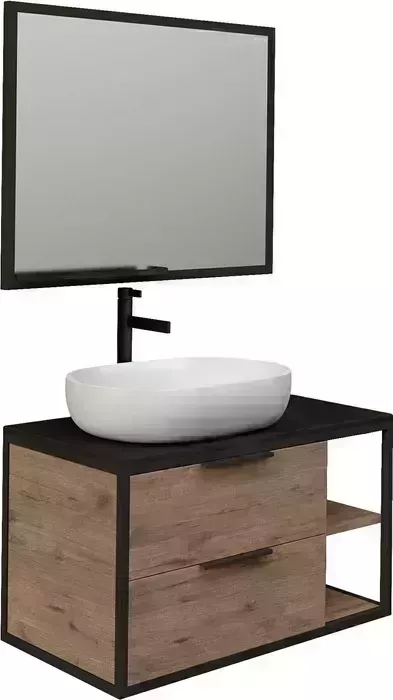 Мебель для ванной Grossman Лофт 90х48 GR-3015, веллингтон/черный
