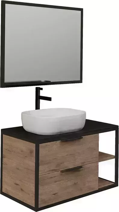 Мебель для ванной Grossman Лофт 90х48 GR-3020, веллингтон/черный