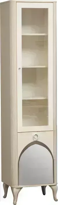 Шкаф ОЛМЕКО -витрина 43.06 Стефани бежевый/профиль: Masa Decor слоновая кость/профиль: Kroning слоновая кость патина/стекло с комплектом зеркал