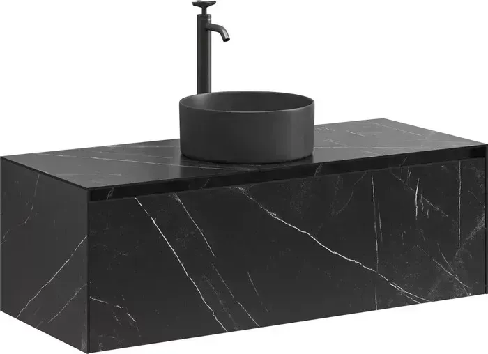 Тумба под раковину Sancos Stone 120 один ящик, столешница керамогранит, Nero Marquina (ST120NM)