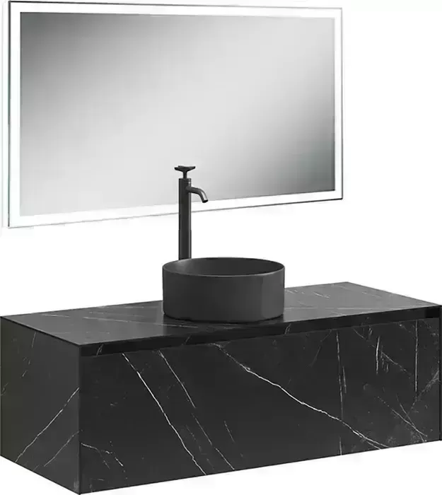 Мебель для ванной Sancos Stone 120 один ящик, столешница керамогранит, Nero Marquina