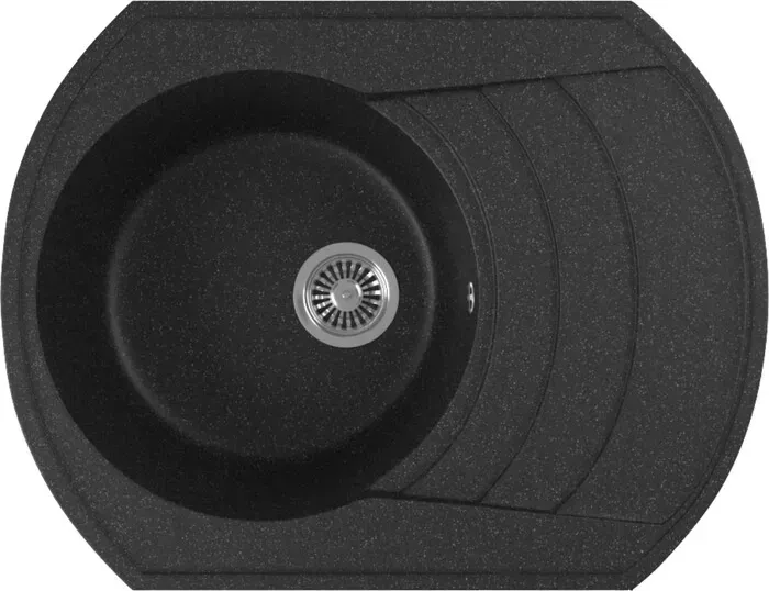 Мойка кухонная GREENSTONE GRS-65-308 черная, с сифоном