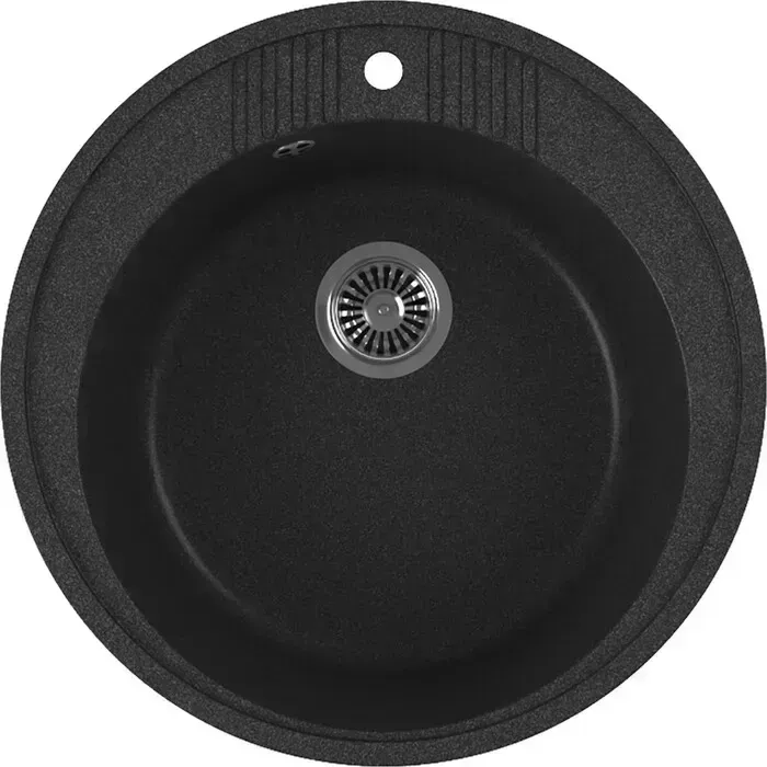 Мойка кухонная GREENSTONE GRS-05s-343 антрацит, с сифоном