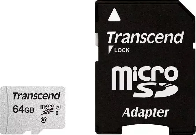 Карта памяти TRANSCEND microSDXC 64Gb Class10 TS64GUSD300S-A + adapter