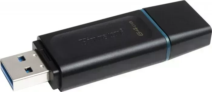 Флеш-накопитель KINGSTON 64Gb DataTraveler Exodia DTX/64GB USB3.1 черный/голубой