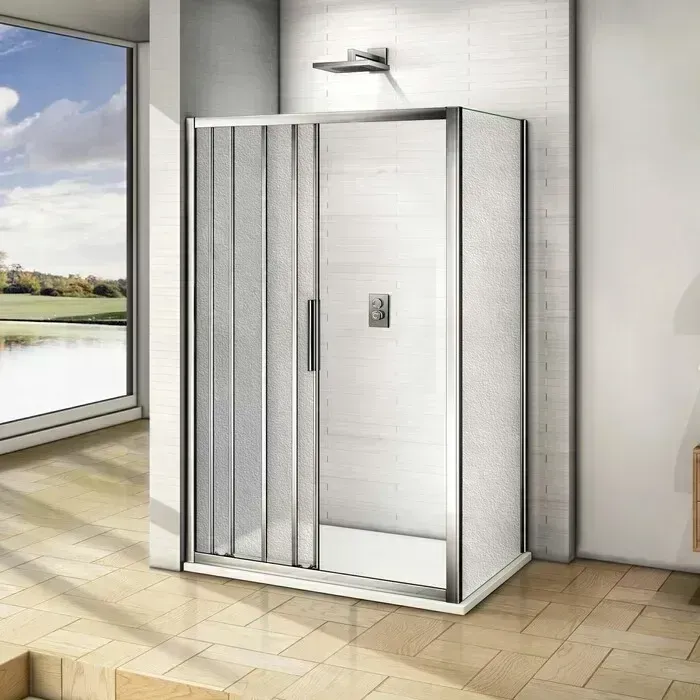 Душевой уголок Good Door Orion WTW+SP 140x80 с поддоном, матовый Grape, хром