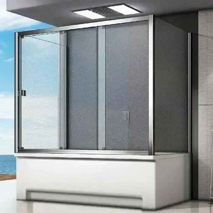 Шторка для ванны Good Door Screen WTW+SP+SP 180х70х140 матовая Грэйп, хром