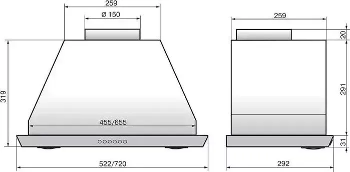Вытяжка Elikor S4 52Н-700-Э4Д нержавеющая сталь