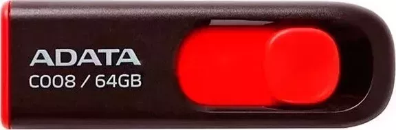 Диск A-DATA Флеш 64Gb Classic AC008 AC008-64G-RKD USB2.0 красный/черный