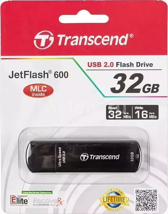 Флеш-накопитель TRANSCEND 32GB JetFlash 600 (Black/Purple) High Speed (TS32GJF600)
