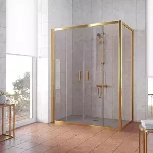 Душевой уголок Vegas Glass Z2P+ZPV 210*100 09 05 профиль золото, стекло бронза