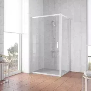 Душевой уголок Vegas Glass ZP+ZPV 105*100 01 01 профиль белый, стекло прозрачное