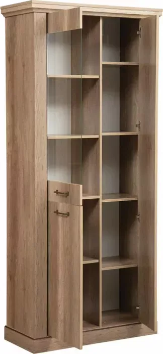 Шкаф комбинированный ОЛМЕКО 39.10 Антика дуб каньон/профиль Masa Decor дуб каньон/профиль Kroning дуб каньон патина JST/ стекло