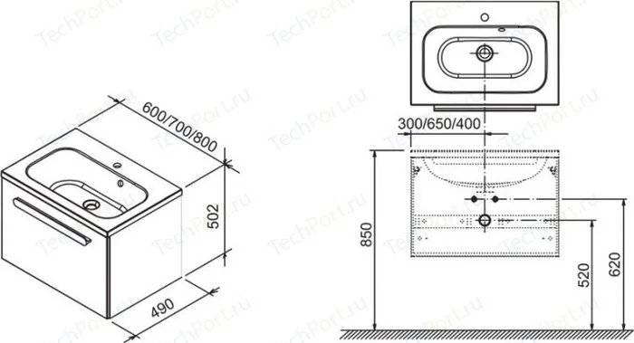 Тумба под раковину RAVAK Chrome II SD 600 корпус капучино, фасад белый (X000000919)