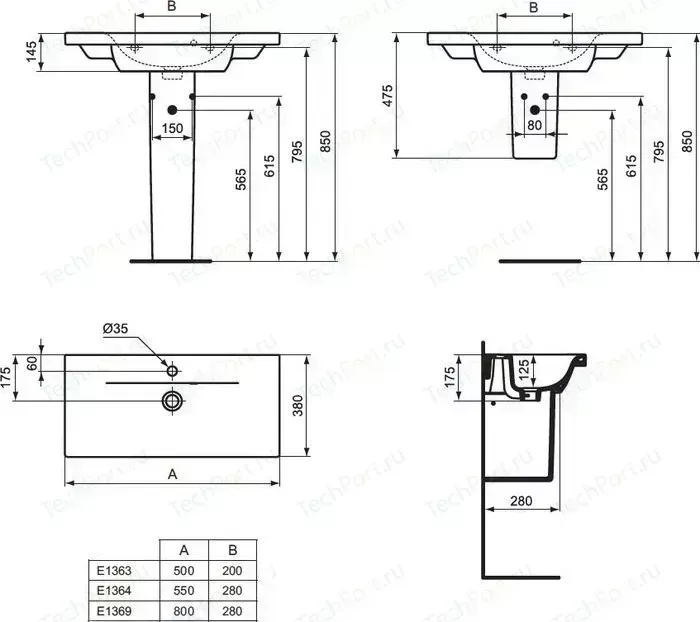 Раковина Ideal Standard Connect s 50x38 см (E136301)