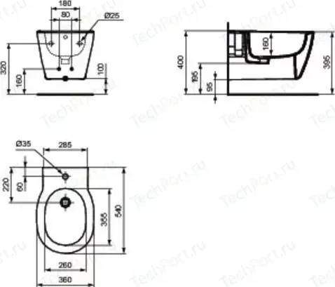 Биде Ideal Standard Connect подвесное с полностью скрытым креплением (E772201)