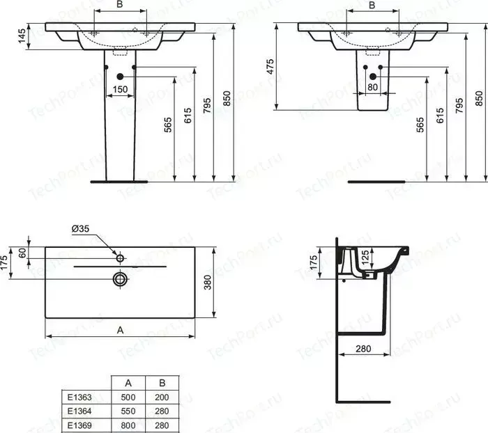 Раковина Ideal Standard Connect s 55x38 см (E136401)