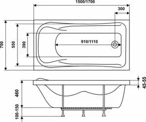 Акриловая ванна EUROLUX Афины 170x70 (EUR0040 ДСП)