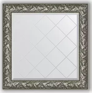 Зеркало Evoform с гравировкой Exclusive-G 89x89 см, в багетной раме - византия серебро 99 мм (BY 4329)