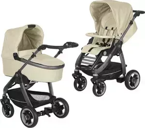 Коляска 2 в 1 Teutonia 2 в 1 Cosmo (Теутония Космо) V4 Graphite (WHL3) 6050 Seashell бежевый эко-кожа