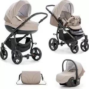 Коляска 3 в 1 TUTIS 3 в 1 Mimi Plus Св.бежевый/белый/узор 503780