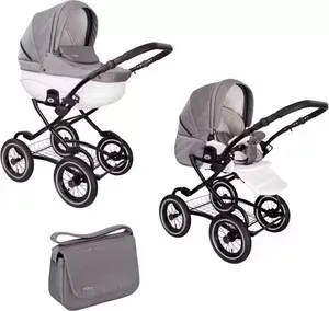 Коляска TUTIS 2 в 1 Classic New Белая кожа/Серебро хамелеон 262822