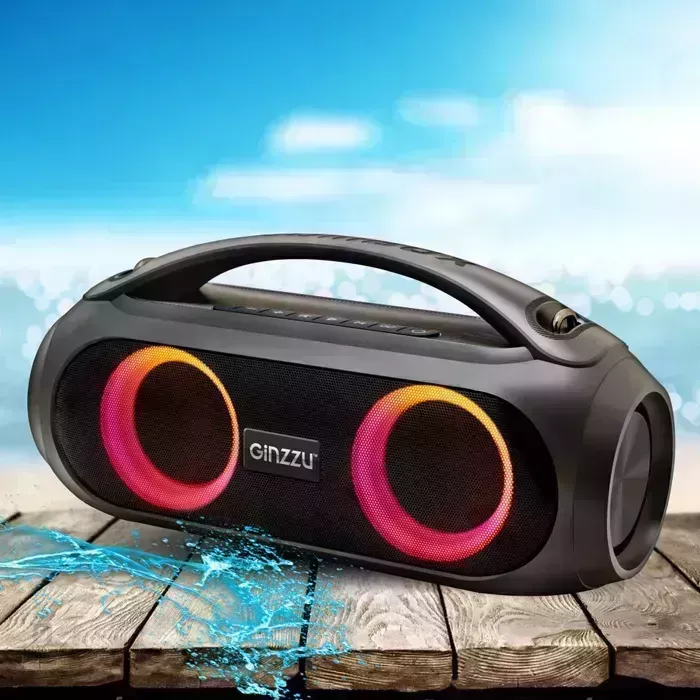 Портативная колонка Ginzzu GM-904B, 20W/TWS/IPX5/FM/USB/AUX/RGB