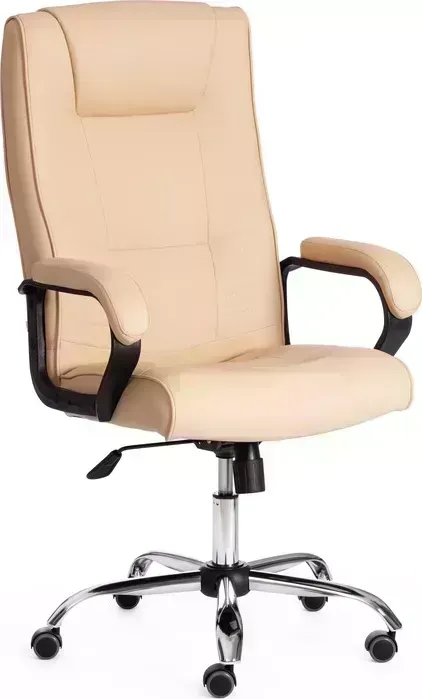 Кресло офисное TetChair MAXIMA Хром (22) кож/зам, бежевый, 36-34