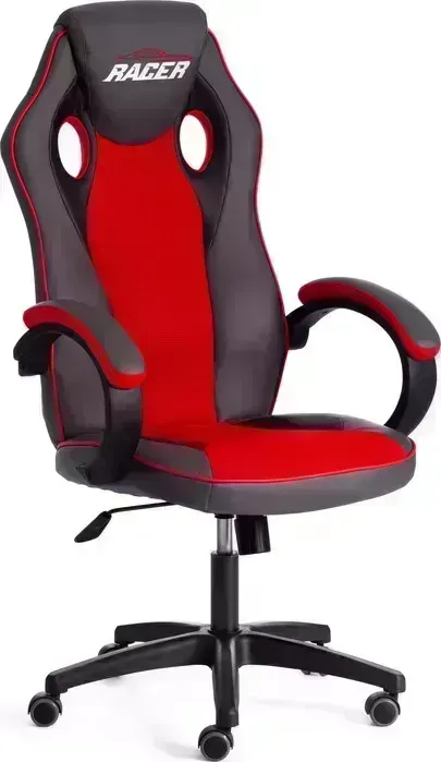Кресло офисное TetChair RACER GT new кож/зам/ткань, металлик/красный, 36/08