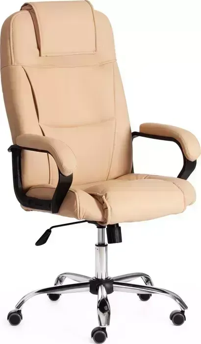 Кресло офисное TetChair BERGAMO хром (22) кож/зам, бежевый, 36-34