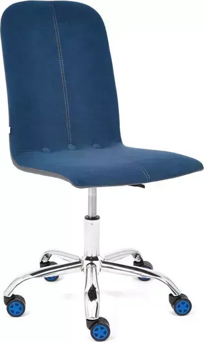 Кресло офисное TetChair RIO флок/кож/зам , синий/металлик, 32/36