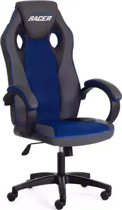 Кресло офисное TetChair RACER GT new кож/зам/ткань, металлик/синий, 36/10