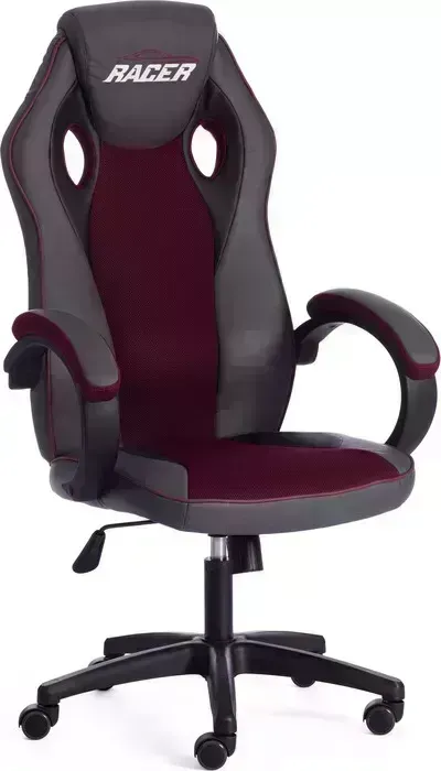 Кресло офисное TetChair RACER GT new кож/зам/ткань, металлик/бордо, 36/13