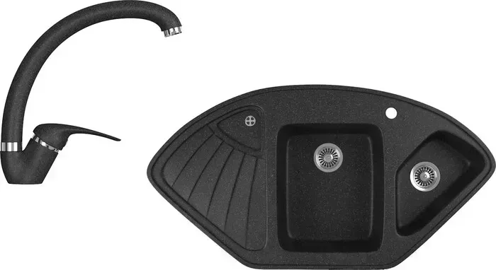 Мойка кухонная и смеситель GREENSTONE и смеситель GRS-14K-308, GS-002-308 черный