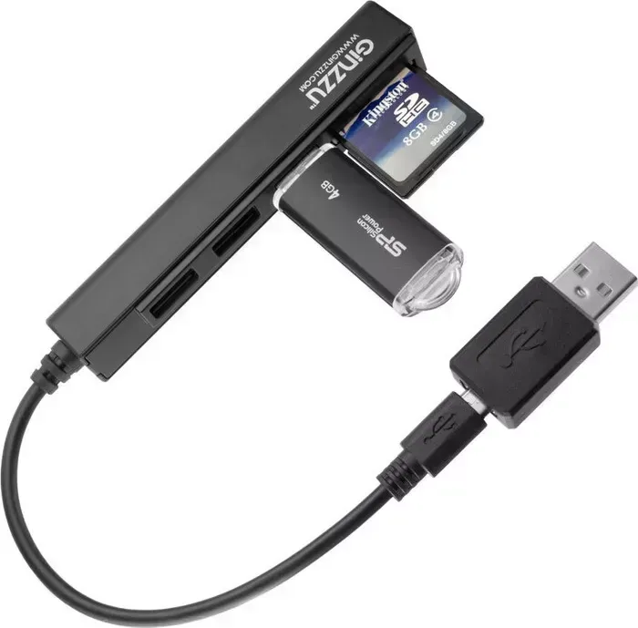 Картридер Ginzzu EXT GR-513UB OTG/PC & 3 port USB 2,0 hub