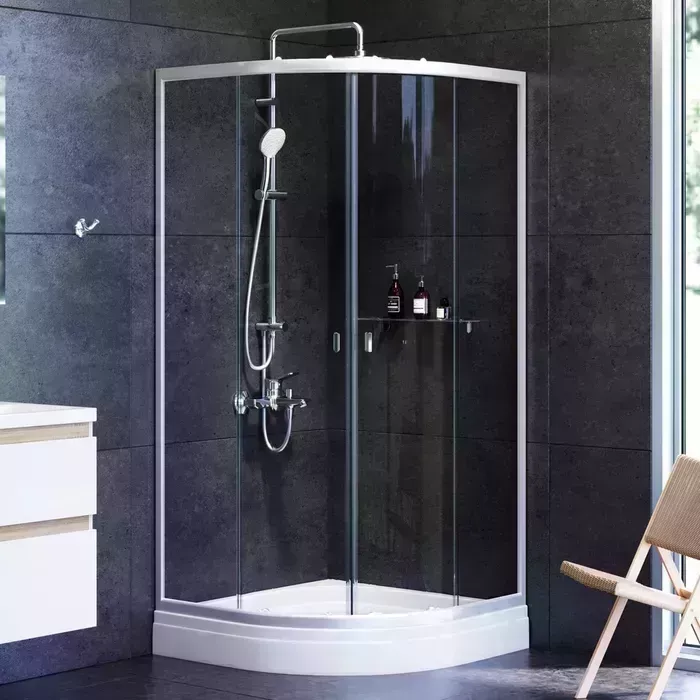 Душевой уголок Am.Pm X-Joy Twin Slide 90x90 с поддоном, прозрачный, матовый хром (W88G-205-090MT64, W88T-205-090W64)