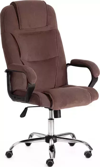 Кресло офисное TetChair BERGAMO хром (22) флок , коричневый, 6