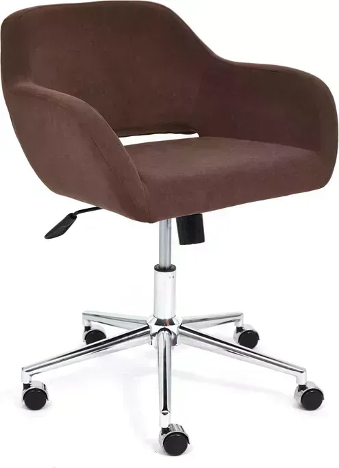 Кресло офисное TetChair MODENA хром флок , коричневый, 6