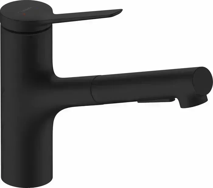 Смеситель для кухни Hansgrohe Zesis M33 выдвижной излив, черный матовый (74800670)